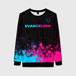 Женский свитшот Evangelion - neon gradient: символ сверху