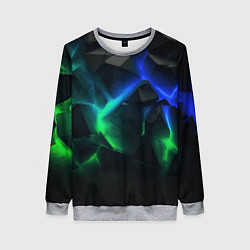 Свитшот женский Разлом синих и зеленых плит, цвет: 3D-меланж