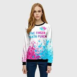 Свитшот женский Five Finger Death Punch neon gradient style: симво, цвет: 3D-черный — фото 2