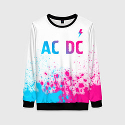 Женский свитшот AC DC neon gradient style: символ сверху