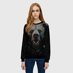 Свитшот женский Мощный медведь, цвет: 3D-черный — фото 2