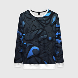 Свитшот женский Blue black abstract texture, цвет: 3D-белый