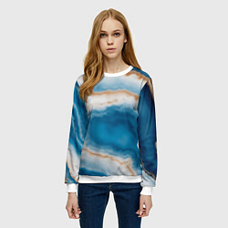 Свитшот женский Волна голубого агата, цвет: 3D-белый — фото 2