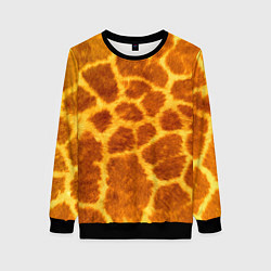 Свитшот женский Шкура жирафа - текстура, цвет: 3D-черный