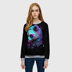 Свитшот женский Панда киберпанк, цвет: 3D-меланж — фото 2