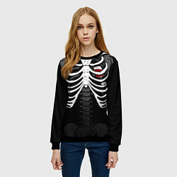 Свитшот женский Скелет: ребра с винишком, цвет: 3D-черный — фото 2