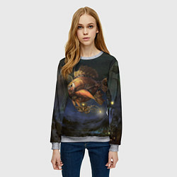 Свитшот женский Рыба-дирижабль в ночи, цвет: 3D-меланж — фото 2