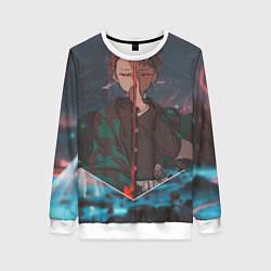 Свитшот женский Клинок рассекающий демонов Tanjirou Kamado, цвет: 3D-белый