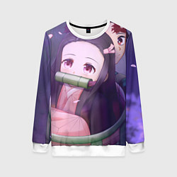Свитшот женский Клинок рассекающий демонов Тандзиро Нэдзуко Kamado, цвет: 3D-белый