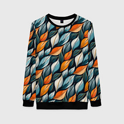 Свитшот женский Узор из листьев поздняя осень, цвет: 3D-черный