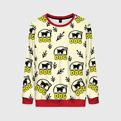 Женский свитшот Дог силуэт собаки и веточка