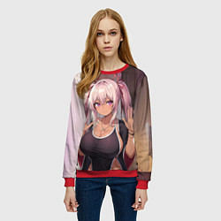 Свитшот женский Милая аниме блондинка, цвет: 3D-красный — фото 2
