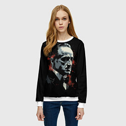 Свитшот женский Портрет Дон Вито Корлеоне, цвет: 3D-белый — фото 2