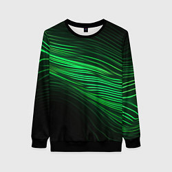 Свитшот женский Green neon lines, цвет: 3D-черный