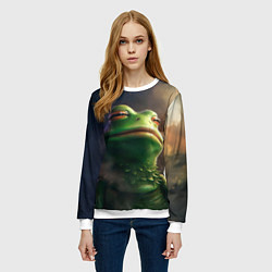 Свитшот женский Подозрительная Пепе, цвет: 3D-белый — фото 2
