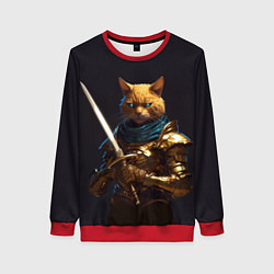 Свитшот женский Рыцарский кот, цвет: 3D-красный