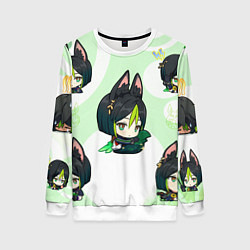 Свитшот женский Chibi Tighnari Genshin Impact, цвет: 3D-белый