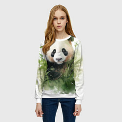Свитшот женский Панда акварель, цвет: 3D-белый — фото 2