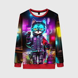 Женский свитшот Cool kitten - cyberpunk - neon glow