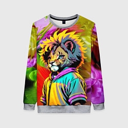 Свитшот женский Funny lion cub - pop art, цвет: 3D-меланж