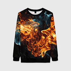 Свитшот женский Пламя огня фон, цвет: 3D-черный
