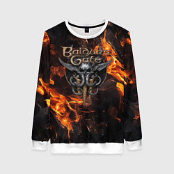 Свитшот женский Baldurs Gate 3 fire logo, цвет: 3D-белый