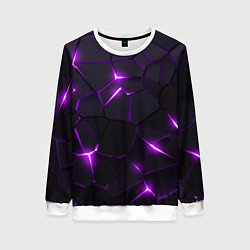 Свитшот женский Неоновые плиты с фиолетовым свечением, цвет: 3D-белый
