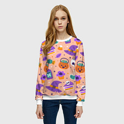 Свитшот женский Halloween skulls pattern, цвет: 3D-белый — фото 2
