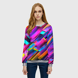 Свитшот женский Неоновые разноцветные пластины, цвет: 3D-меланж — фото 2