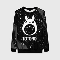 Свитшот женский Totoro glitch на темном фоне, цвет: 3D-черный