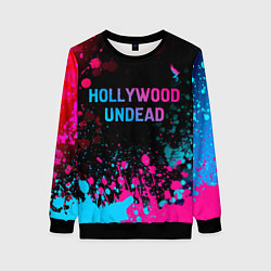 Свитшот женский Hollywood Undead - neon gradient: символ сверху, цвет: 3D-черный