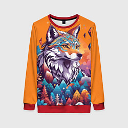 Свитшот женский Рыжая лисичка - тотемное животное, цвет: 3D-красный