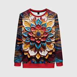 Свитшот женский Цветок масляные краски, цвет: 3D-красный
