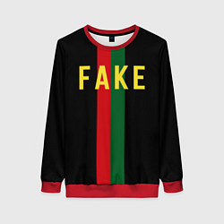 Женский свитшот Fake зелёная и красная полосы