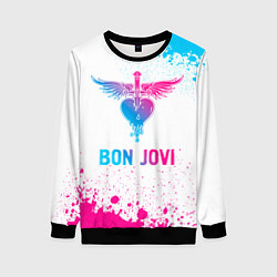 Свитшот женский Bon Jovi neon gradient style, цвет: 3D-черный