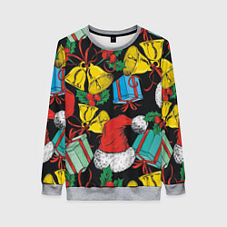 Женский свитшот Узор с рождественскими колокольчиками