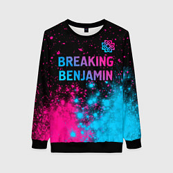 Женский свитшот Breaking Benjamin - neon gradient: символ сверху
