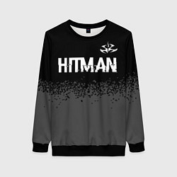 Женский свитшот Hitman glitch на темном фоне: символ сверху