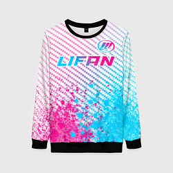 Свитшот женский Lifan neon gradient style: символ сверху, цвет: 3D-черный