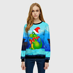 Свитшот женский Дракон с подарком новый год, цвет: 3D-черный — фото 2