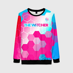 Свитшот женский The Witcher neon gradient style: символ сверху, цвет: 3D-черный