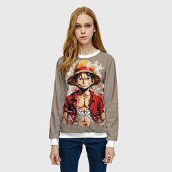 Свитшот женский Монки Ди Руфи - One Piece, цвет: 3D-белый — фото 2