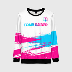 Женский свитшот Tomb Raider neon gradient style посередине