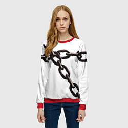 Свитшот женский Цепью скованы, цвет: 3D-красный — фото 2
