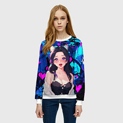 Свитшот женский Шинобу ахегао, цвет: 3D-белый — фото 2