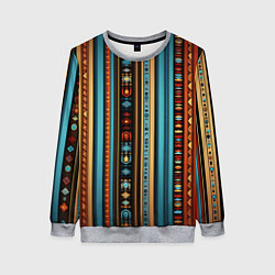 Свитшот женский Этнический паттерн в вертикальную полоску, цвет: 3D-меланж