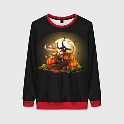 Свитшот женский Черт и тыквы хэллоуин, цвет: 3D-красный