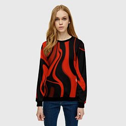 Свитшот женский Абстракция красно-чёрная искаженная, цвет: 3D-черный — фото 2
