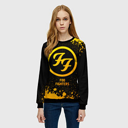 Свитшот женский Foo Fighters - gold gradient, цвет: 3D-черный — фото 2