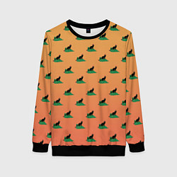 Свитшот женский Черный кот в новогодней шапке уронил елку, цвет: 3D-черный